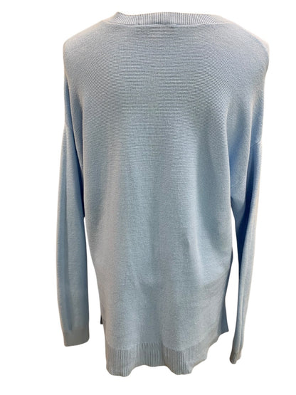 Medium LOFT Womens Powder Blue Lightweight V-Neck Sweater
