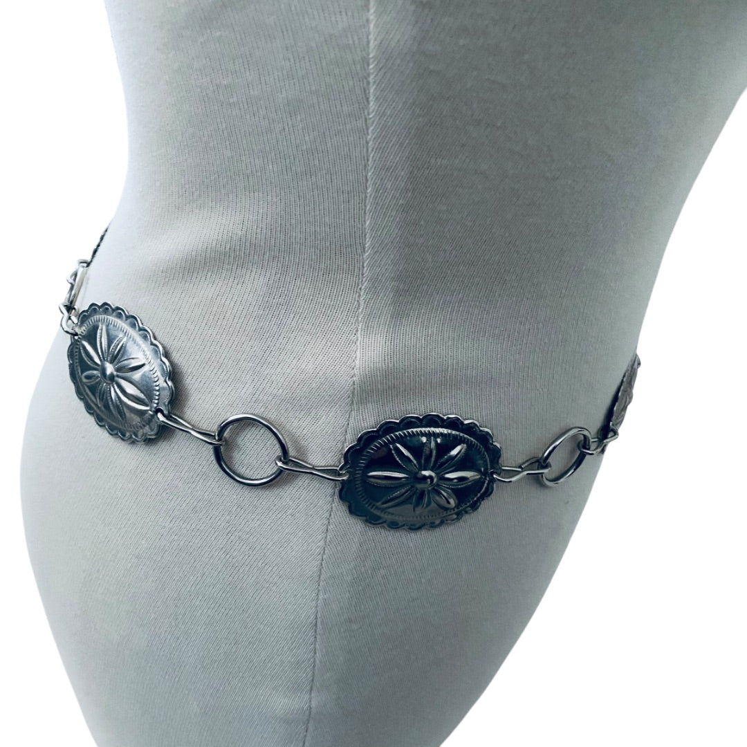 Vintage Silvertone Link Medallion Belt Adjustable to 33 Inches