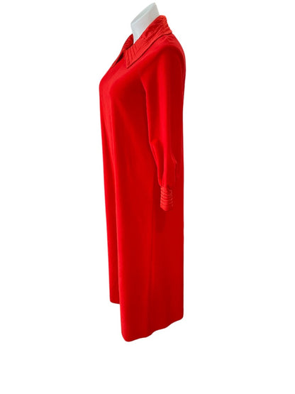 Size 14 Vanity Fair 1970s Womens Red Half Zip Robe Long Sleeve Dacron Polyester