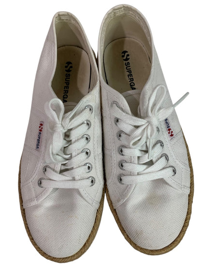 Size 39 Superga Womens Espadrille Canvas White Sneakers Platform