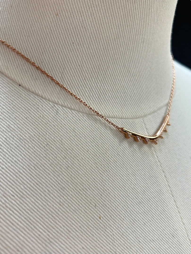 Copper Color 14 Inch Chain Pendant Necklace Pennant Design Lobster Clasp