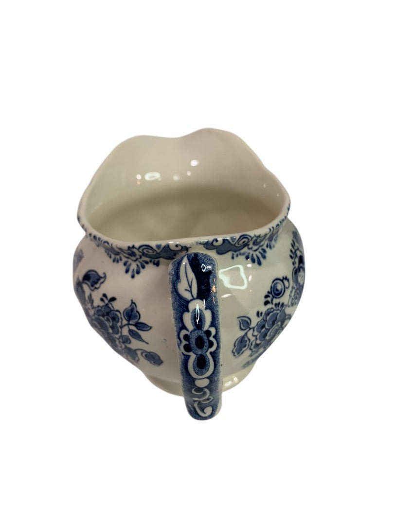 Staffordshire Sudbury Square Blue Creamer Vintage 4 Inch