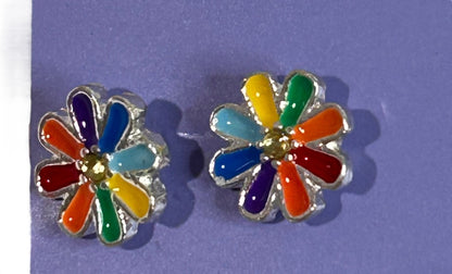 Claires New Set of 3 Rainbow Post Pierced Earrings Stud Hoop