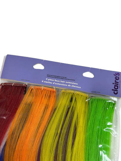 Claires New 4 Piece Rainbow Faux Hair Extensions Comb 12 Inch