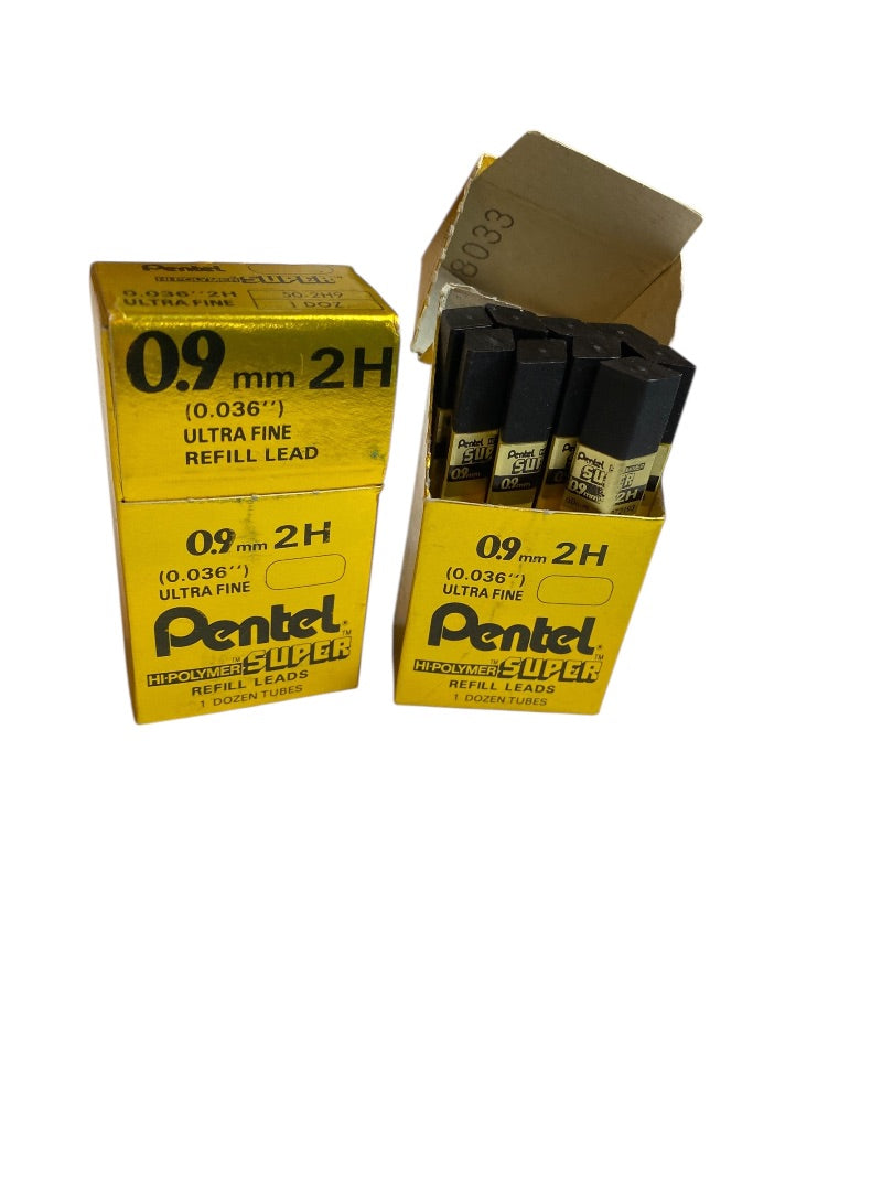 Pentel Super Refill Leads 21 Tubes .9mm 2H (0.036") Ultra Fine Hi-Polymer