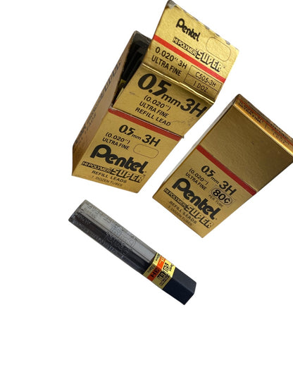 Pentel Super Refill Leads 25 Tubes .5mm 3H (0.020") Ultra Fine Hi-Polymer