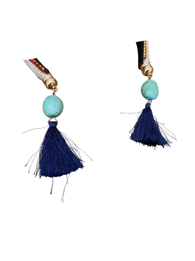 Colorful Rhinestone Jeweled Padded Headband Tassels