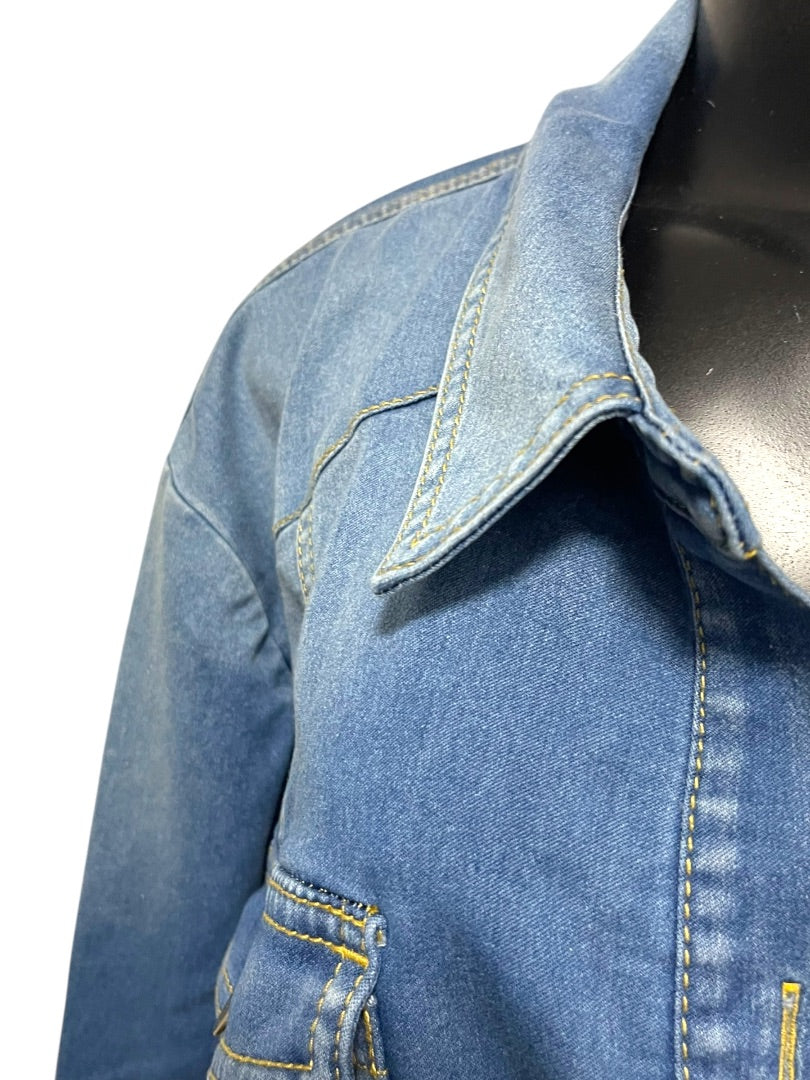 Size 24W INC Long Sleeve Button Down Denim Womens Shirt Jean Shacket