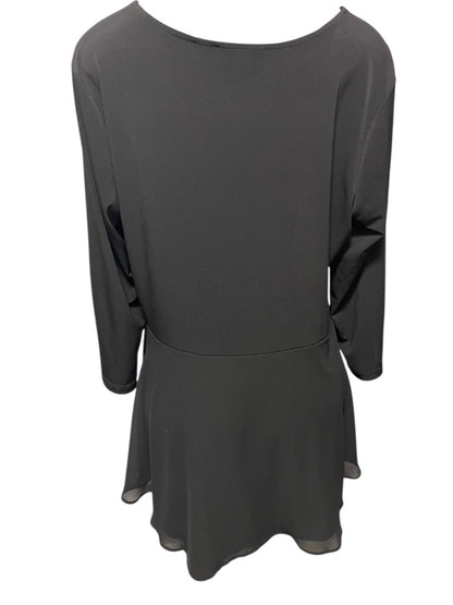 Large Susan Graver Womens Pullover Travel Knit Shirt V-Neck Black