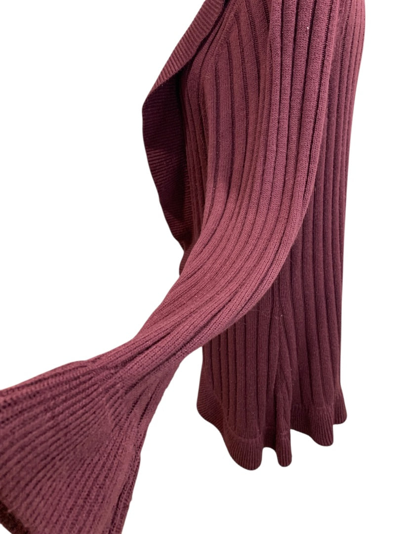 18/20 Avenue Sweater Collection Womens Eggplant Open Cardigan
