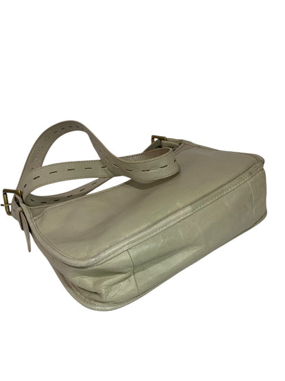 Hobo Brand Beige Leather Shoulder Bag Crossbody Strap Adjustable Zip Top