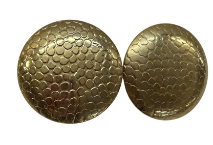 Vintage Goldtone Post Pierced Earrings Snakeskin Texture 1 Inch