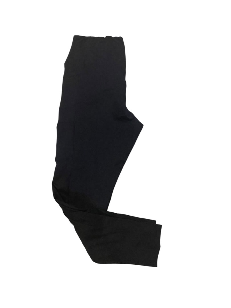 1XL Womens Black Leggings Soft Side Stash Pockets High Waist Full Length