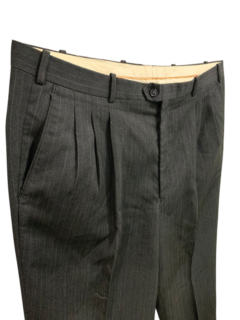42R Vanetti Mens Black Pinstripe Suit Dress Pants 30 Inch Inseam