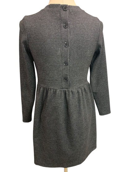 Small Petite Loft Gray Plaid Heavy Knit Long Sleeve Dress Button Back