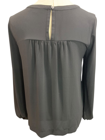 XS Loft Womens Black Blouse Shirt Long Banded Sleeve