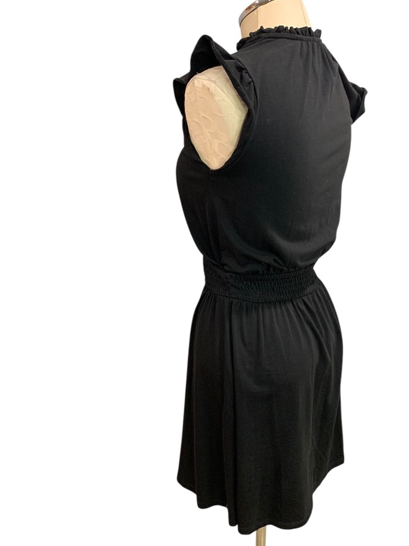 XSP Loft Petites Black Knit Pullover Dress Banded Waist Short Sleeve