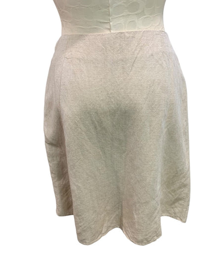Size 4P Loft Petites Linen Blend Skirt Lined Tan Side Zip