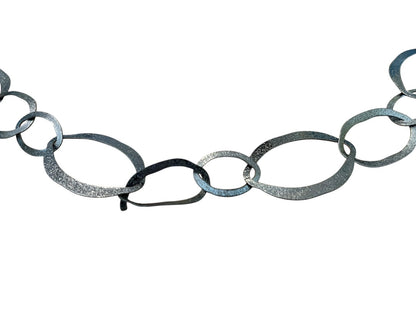 Large Oval Interlinked Chain Necklace Gun Metal 34 Inch Hook Closure