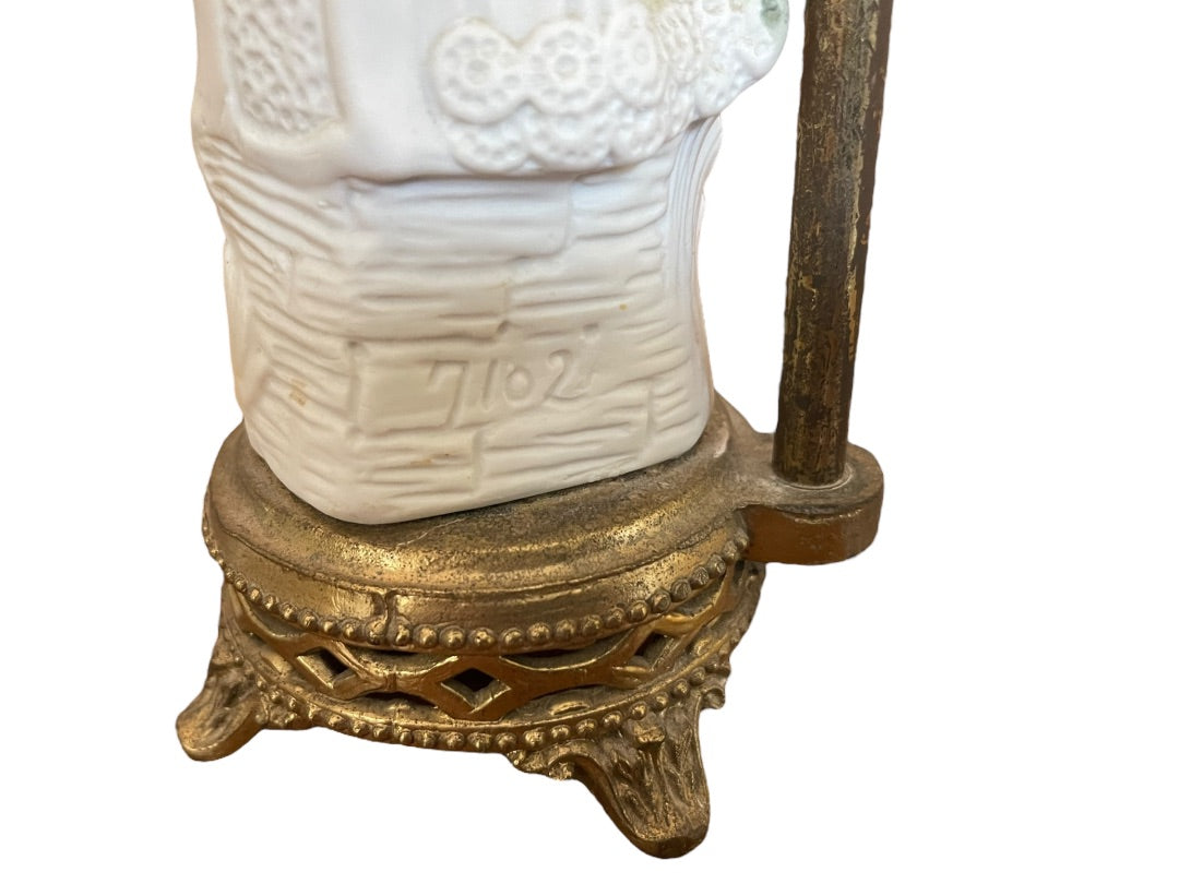 Vintage Table Boudoir Lamps Figural Victorian Man Woman Porcelain 14.5"h F30