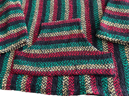 XL Baja Joe Warm Yourself Not the Earth Striped Rasta Hippie Hoodie Pocket