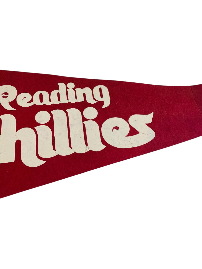 Vintage 30 Inch Reading Phillies Pennant Souvenir Felt Flag Baseball