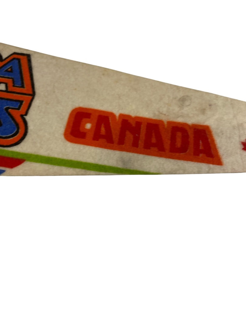 1980s 25 Inch Niagara Falls Pennant Souvenir Felt Flag Canada Rainbow