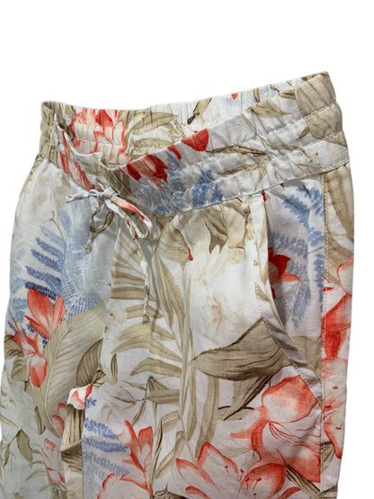 Small Tommy Bahama Womens Tropical Print Linen Pants Pull On