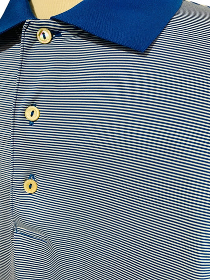 XL Peter Millar Mens Summer Comfort Blue White Stripe Golf Polo Shirt