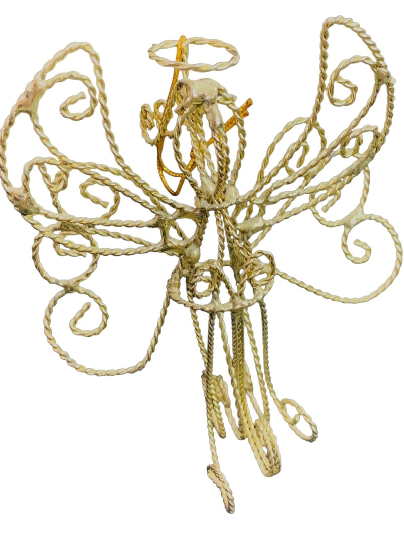 Goldtone Angel Ornaments Acrylic and Metal Hanging Christmas