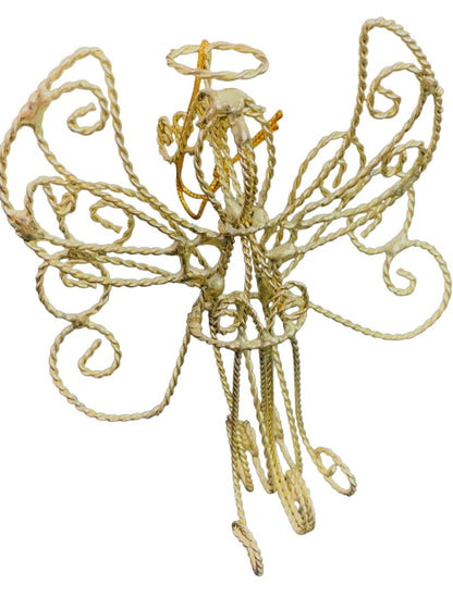 Goldtone Angel Ornaments Acrylic and Metal Hanging Christmas