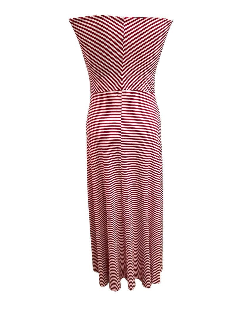 Small Gap Red White Stripe Sleeveless Maxi Dress Jersey Knit