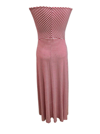 Small Gap Red White Stripe Sleeveless Maxi Dress Jersey Knit