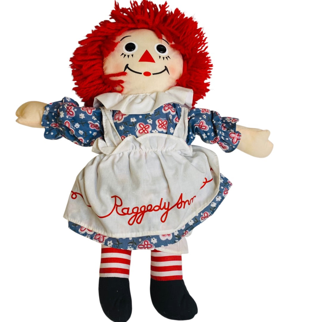 2002 Applause Classic Raggedy Ann Rag Doll 15" Blue Dress Pinafore