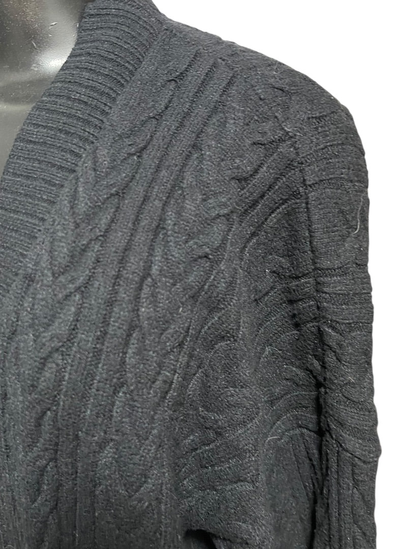 XL Cyrus Cable Knit Open Cardigan Sweater Black Womens