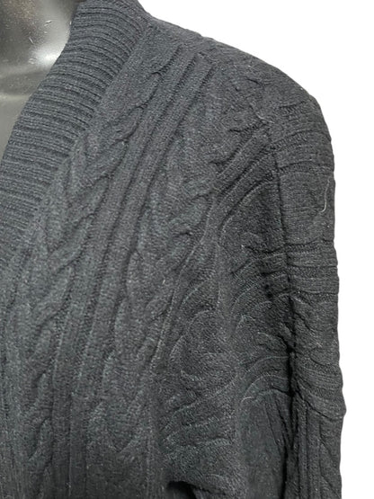 XL Cyrus Cable Knit Open Cardigan Sweater Black Womens