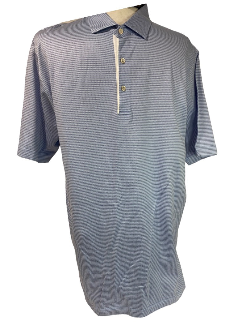 XL Peter Millar Mens Golf Polo Shirt Light Purple Microprint Cotton