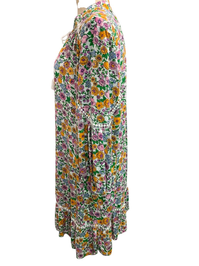 Large Crown & Ivy Long Sleeve Boho Shift Dress Floral Print Soft