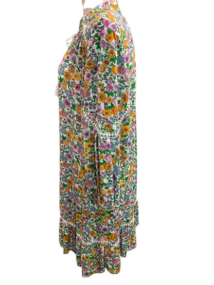 Large Crown & Ivy Long Sleeve Boho Shift Dress Floral Print Soft