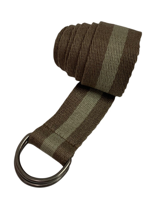 Canvas Belt Brown Striped D-Ring 1.75" Thick Adjustable to 46"