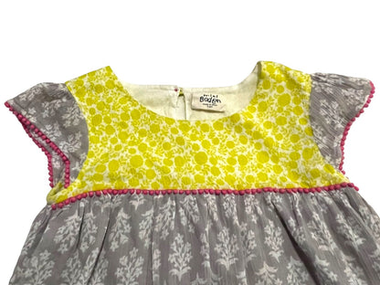 7-8 Years Mini Boden Capsleeve Girls Lined Floral Cotton Dress Gray