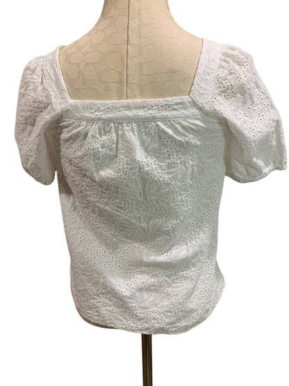 XXSP Loft Petites Womens White Eyelet Lined Pullover Blouse Square Neck