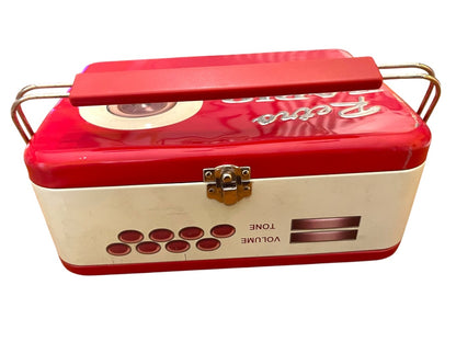 Retro Radio Tin Metal Lunch Box Novelty Silver Crane Co