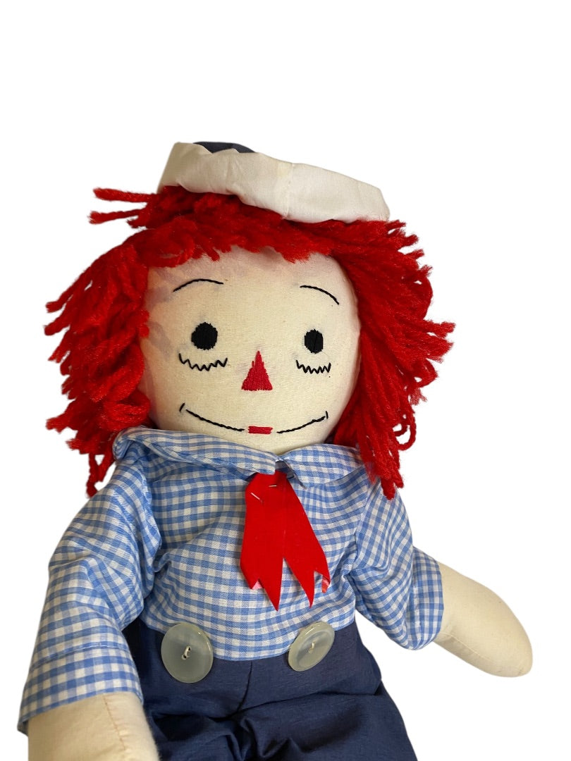 Vintage Raggedy Andy Rag Doll 25 Inch Handmade Embroidered Face