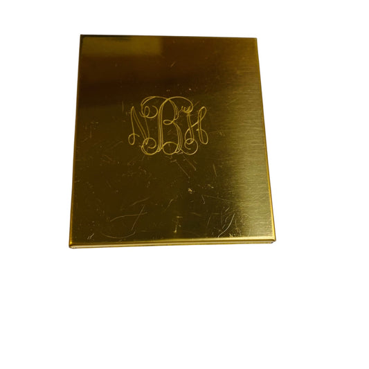 Vintage Monogrammed and Inscribed Goldtone Compact Mirror "NBH" "Love Cindy"