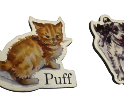 Set of 5 Dick and Jane Retro Magnets Scott Foresman Die-Cut Spot Puff