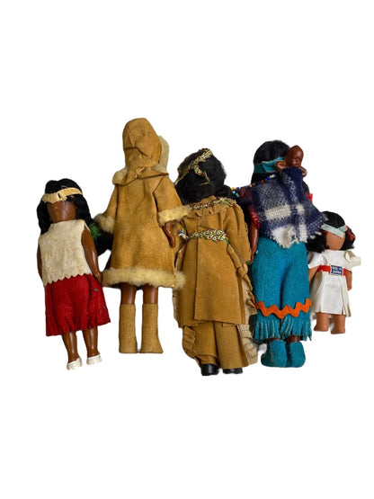 Lot of 5 Native American Vintage Dolls Sleep Wake Eyes Papoose