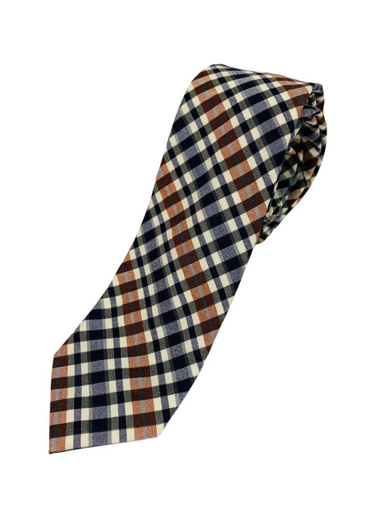 Public Opinion Mens Tie Necktie Plaid Wool Silk Blend 2.5" Width 58" Length