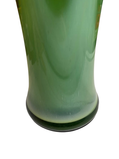 MidCentury Art Glass Sculpture Handblown Green 15" Maexsa Style