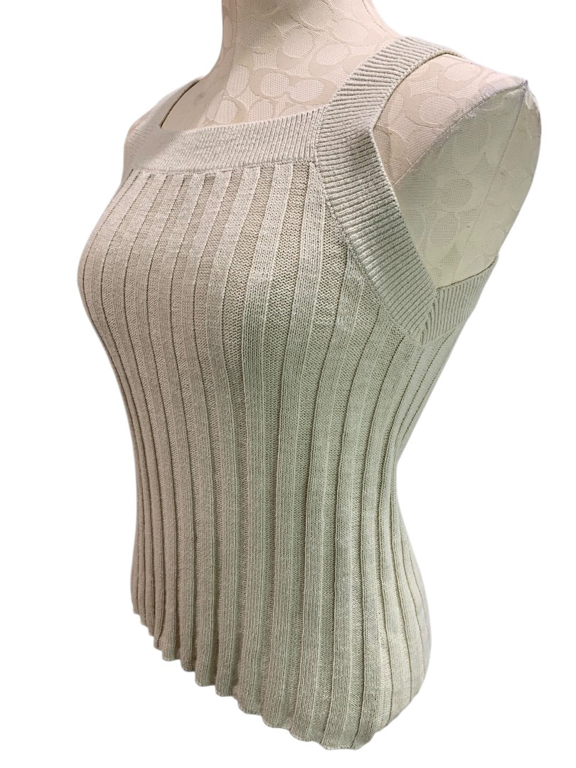XS Loft Womens Tan Sweater Ribbed Sleeveless